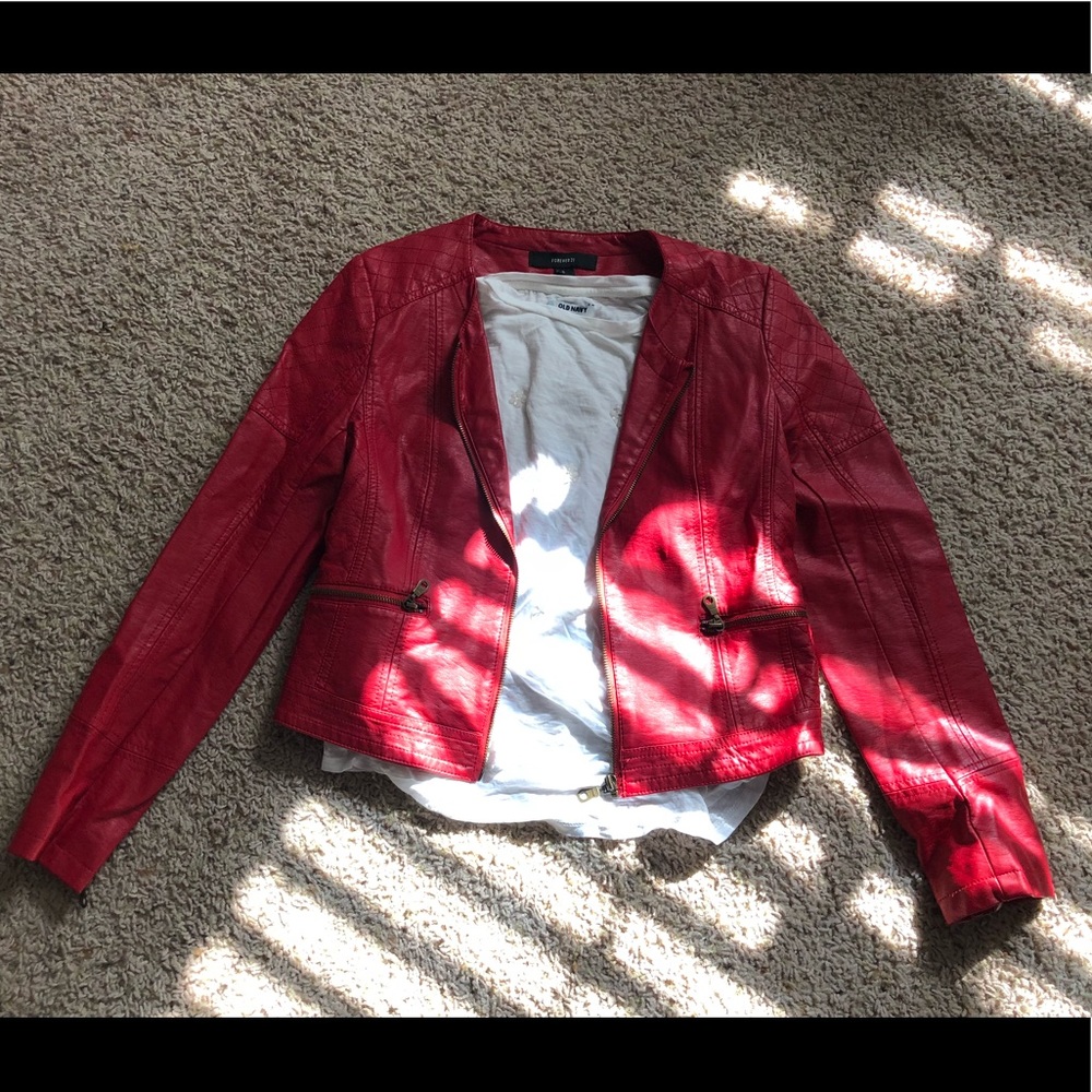 2 PC BUNDLE Forever 21 Red Leather Jacket Medium